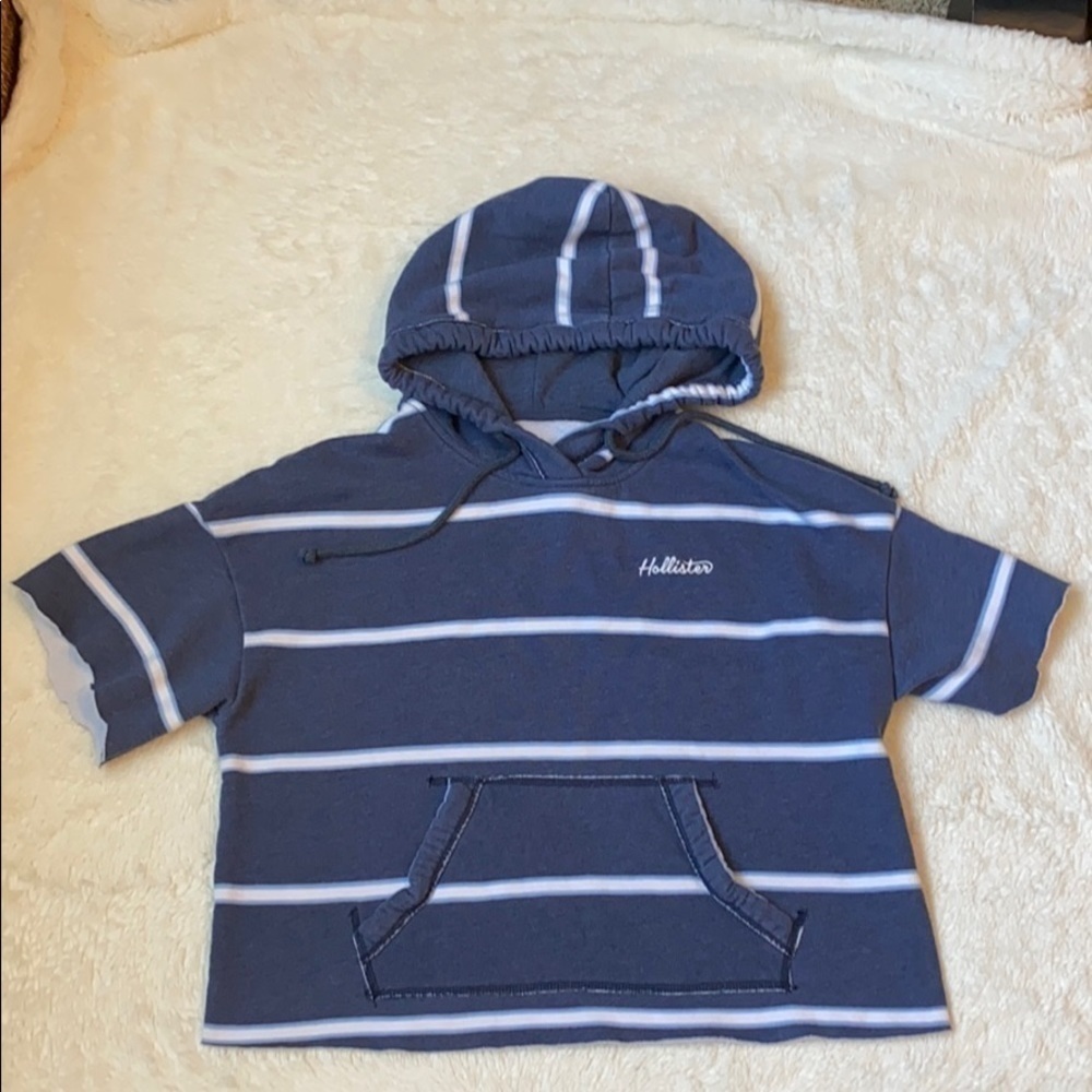 Hollister S crop top sweatshirt blue hooded